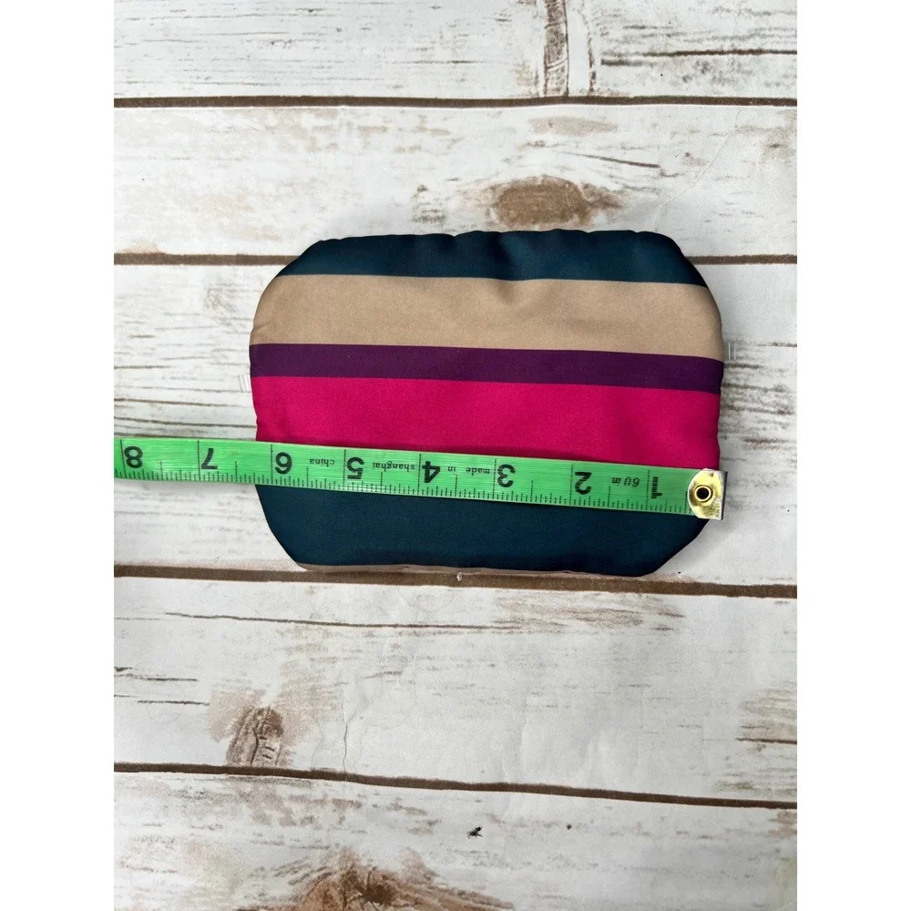 Trina Turk Cosmetic Pouch Multicolor Striped Nylon Makeup Bag Small OS